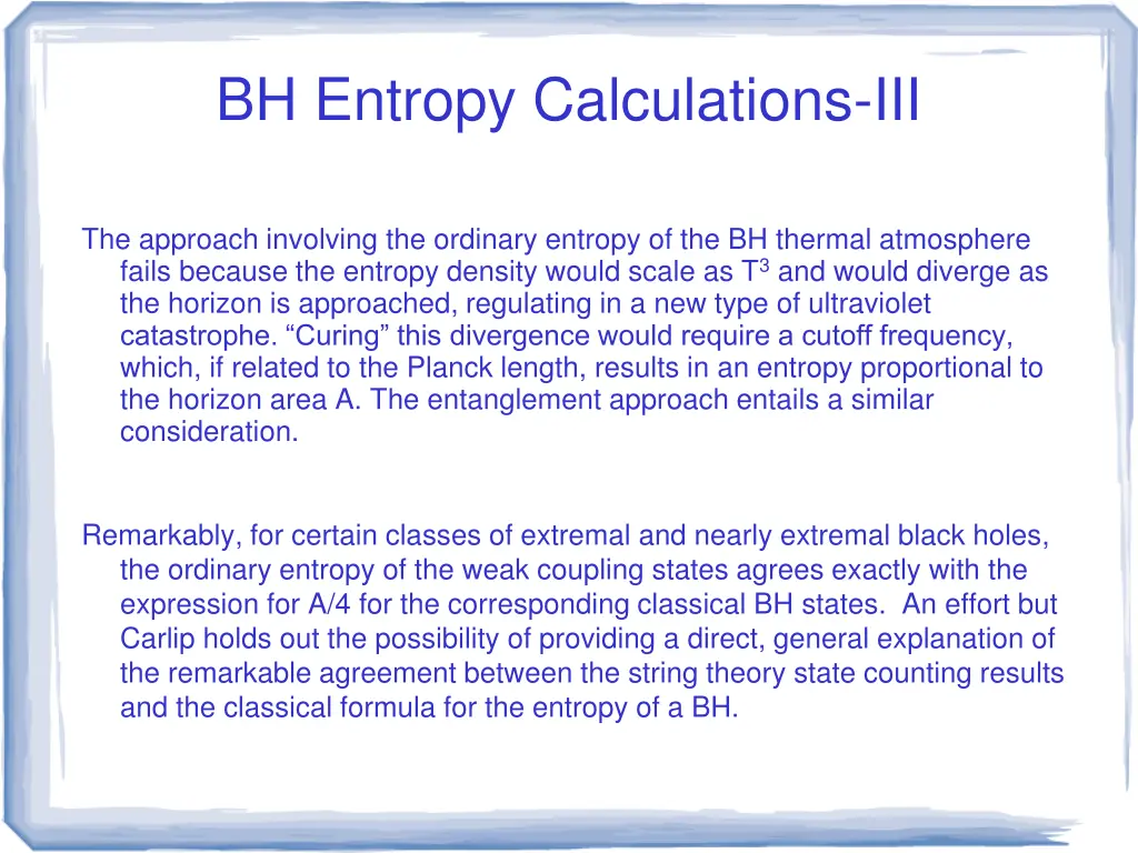 bh entropy calculations iii