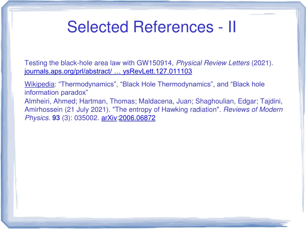selected references ii