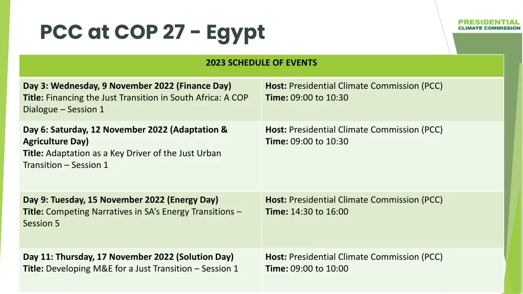 pcc at cop 27 egypt