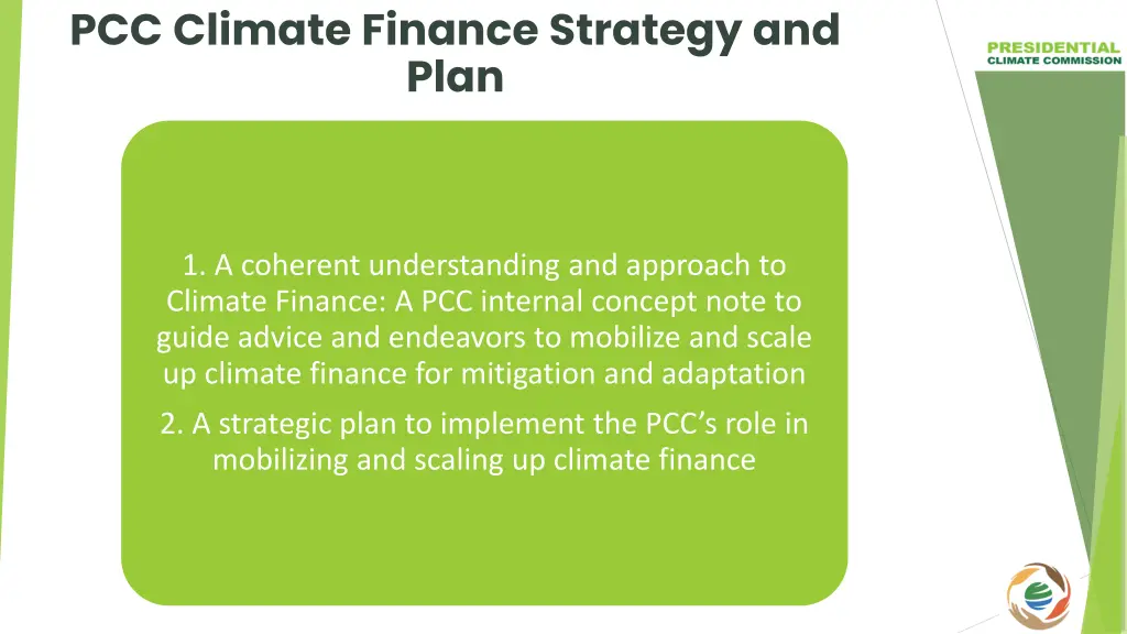 pcc climate finance strategy and plan