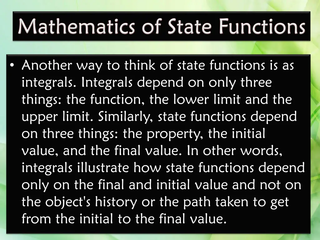 another way to think of state functions