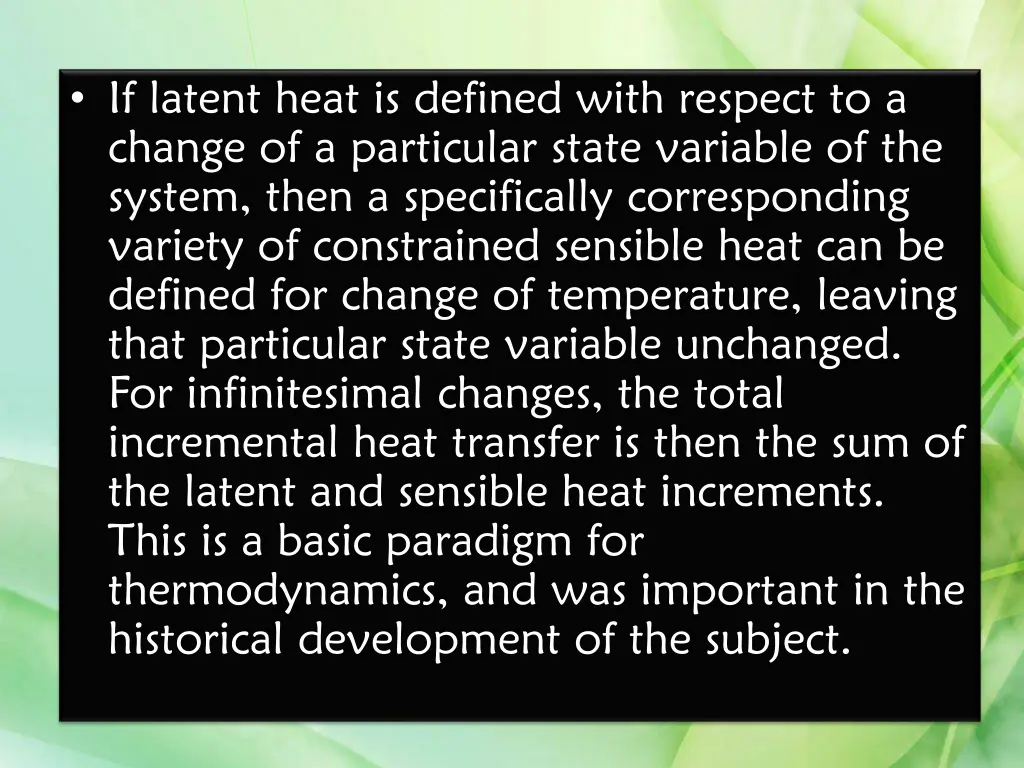 if latent heat is defined with respect