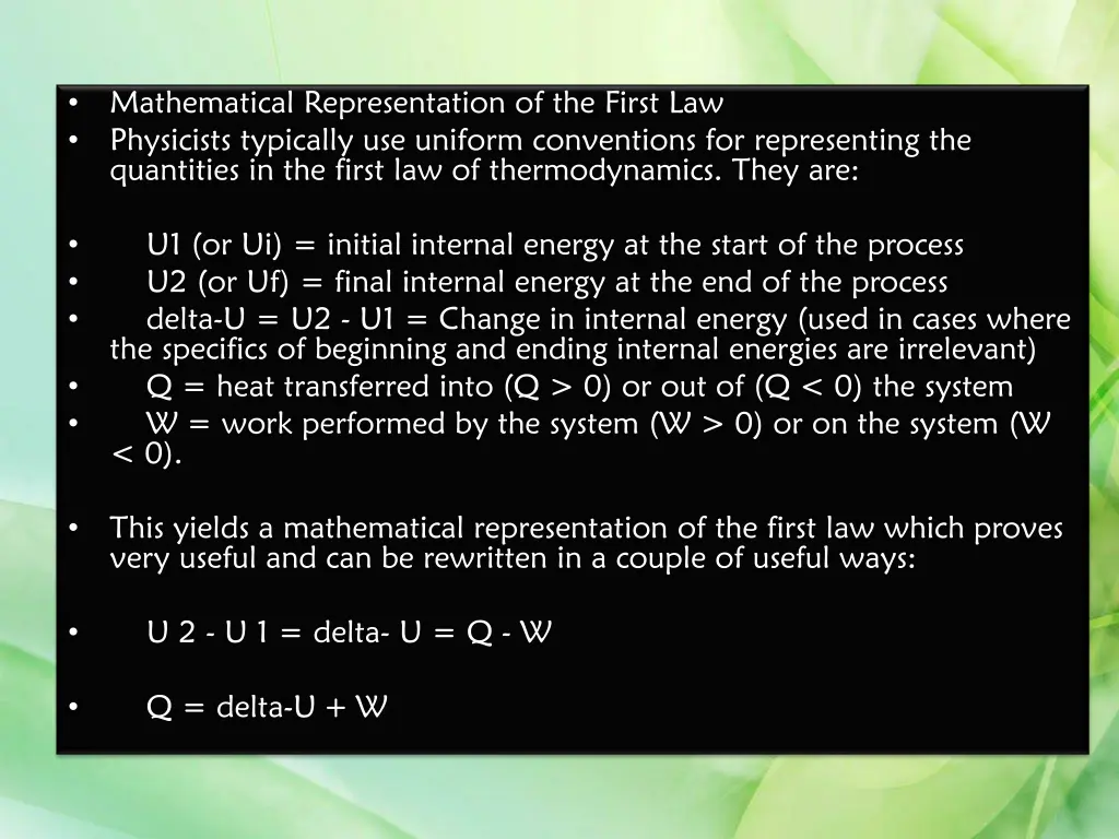 mathematical representation of the first