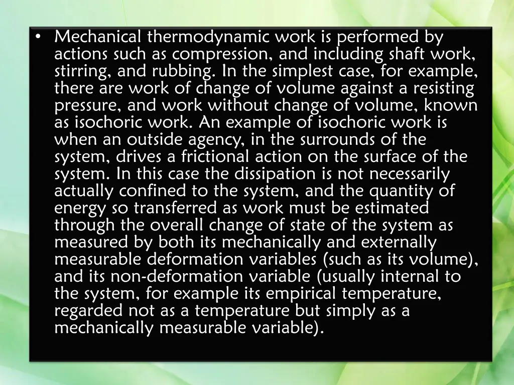 mechanical thermodynamic work is performed