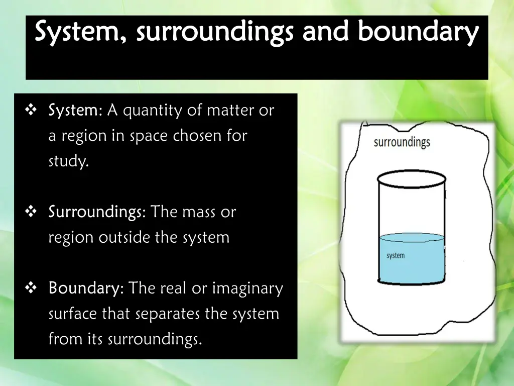 system surroundings and boundary system