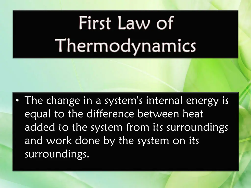the change in a system s internal energy is equal