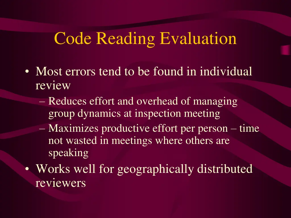 code reading evaluation