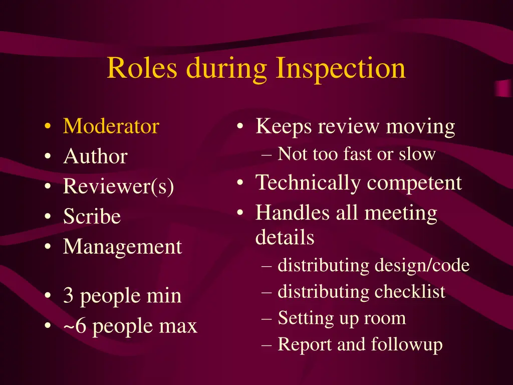roles during inspection 1