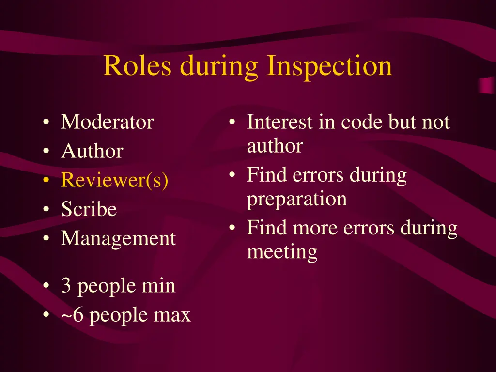 roles during inspection 3