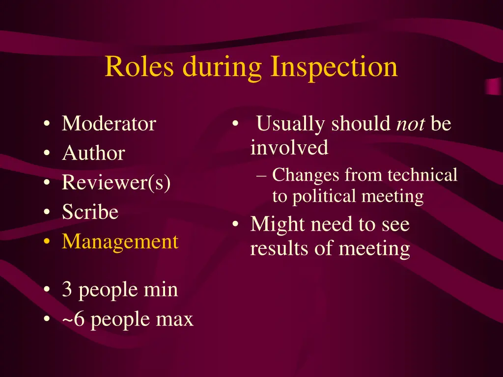 roles during inspection 5