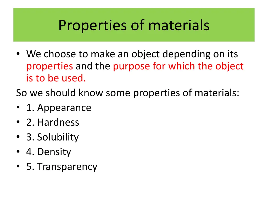 properties of materials