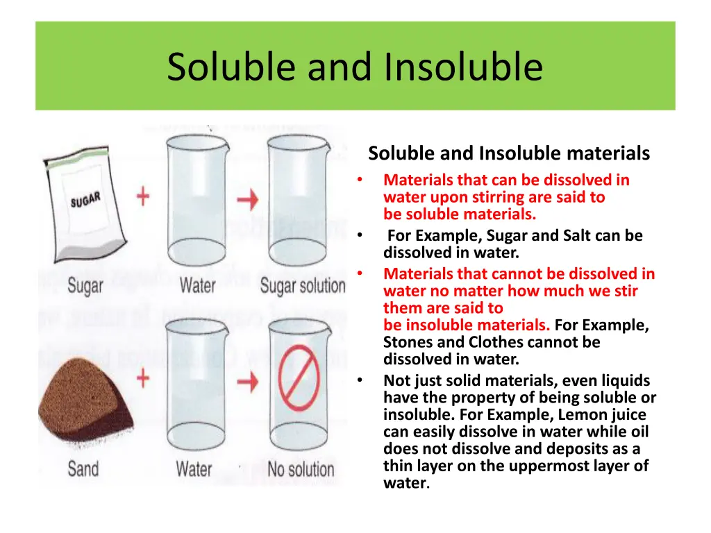 soluble and insoluble
