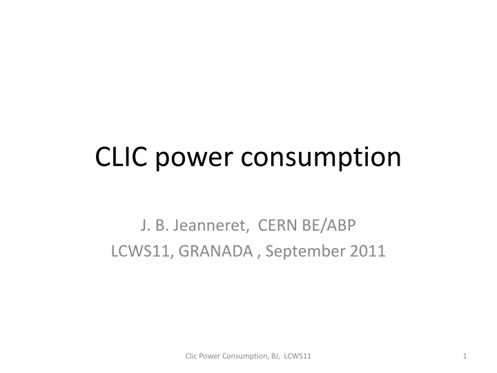 clic power consumption