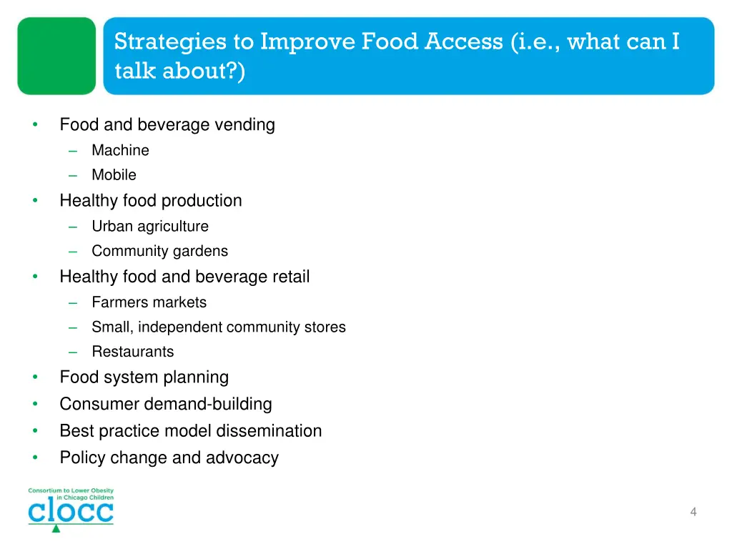 strategies to improve food access i e what
