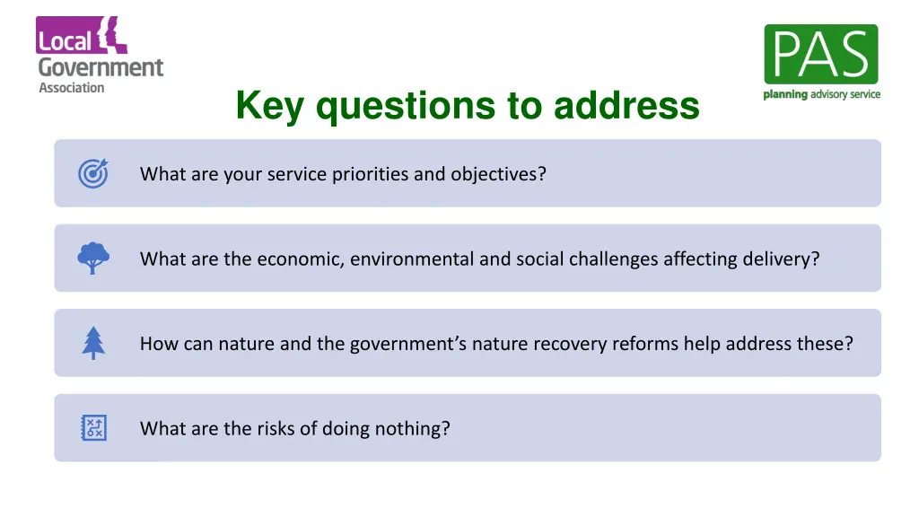key questions to address