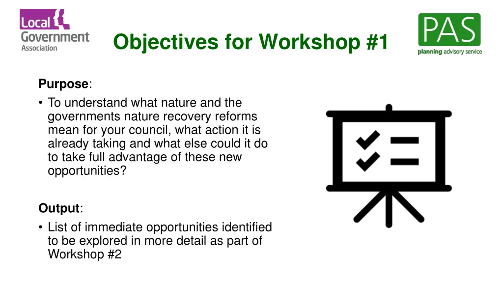 objectives for workshop 1