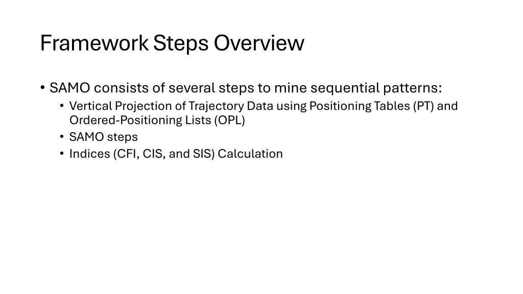 framework steps overview