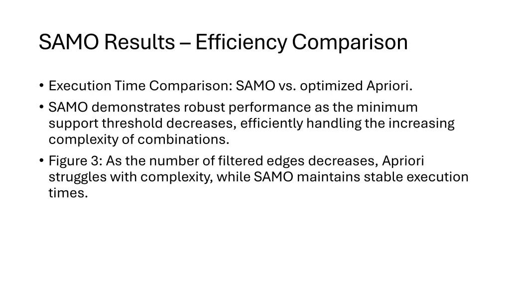 samo results efficiency comparison