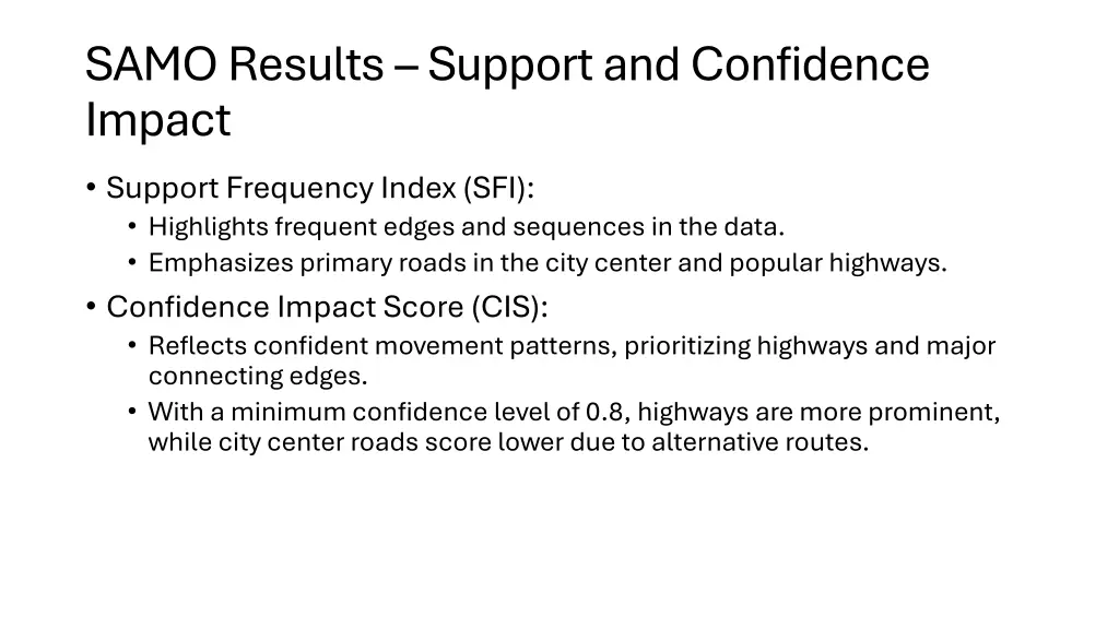 samo results support and confidence impact