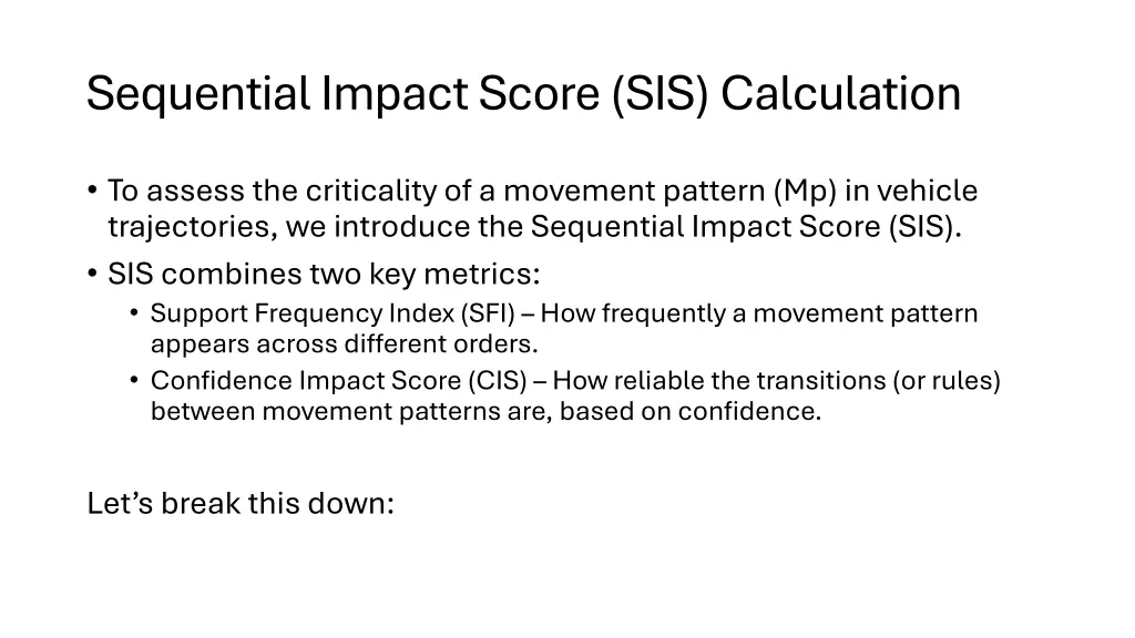 sequential impact score sis calculation