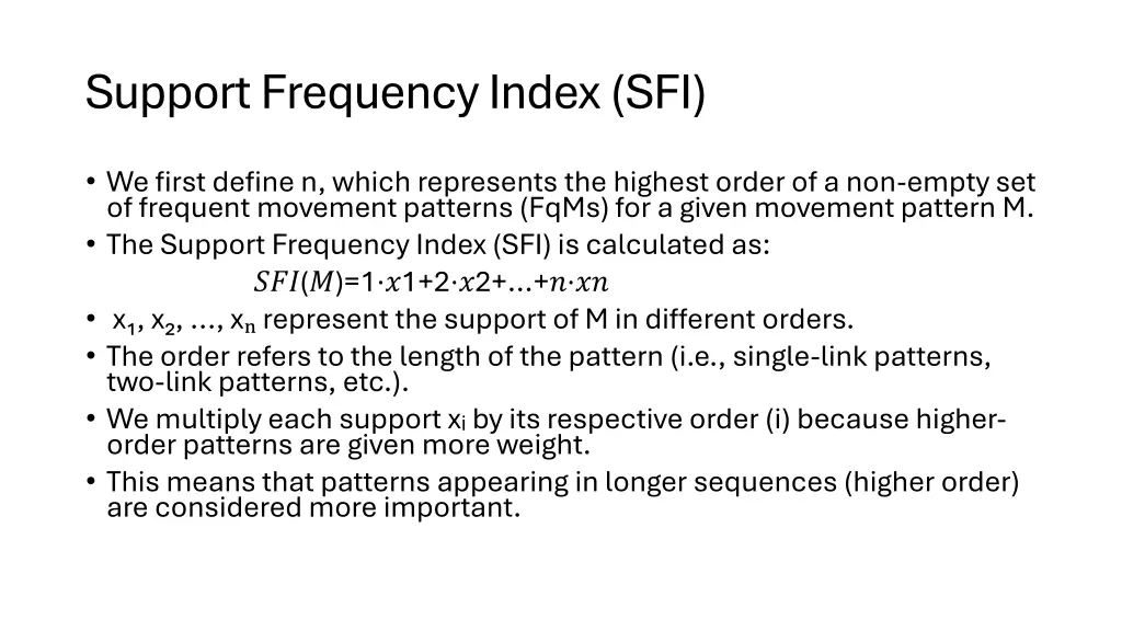 support frequency index sfi