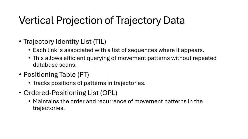 vertical projection of trajectory data