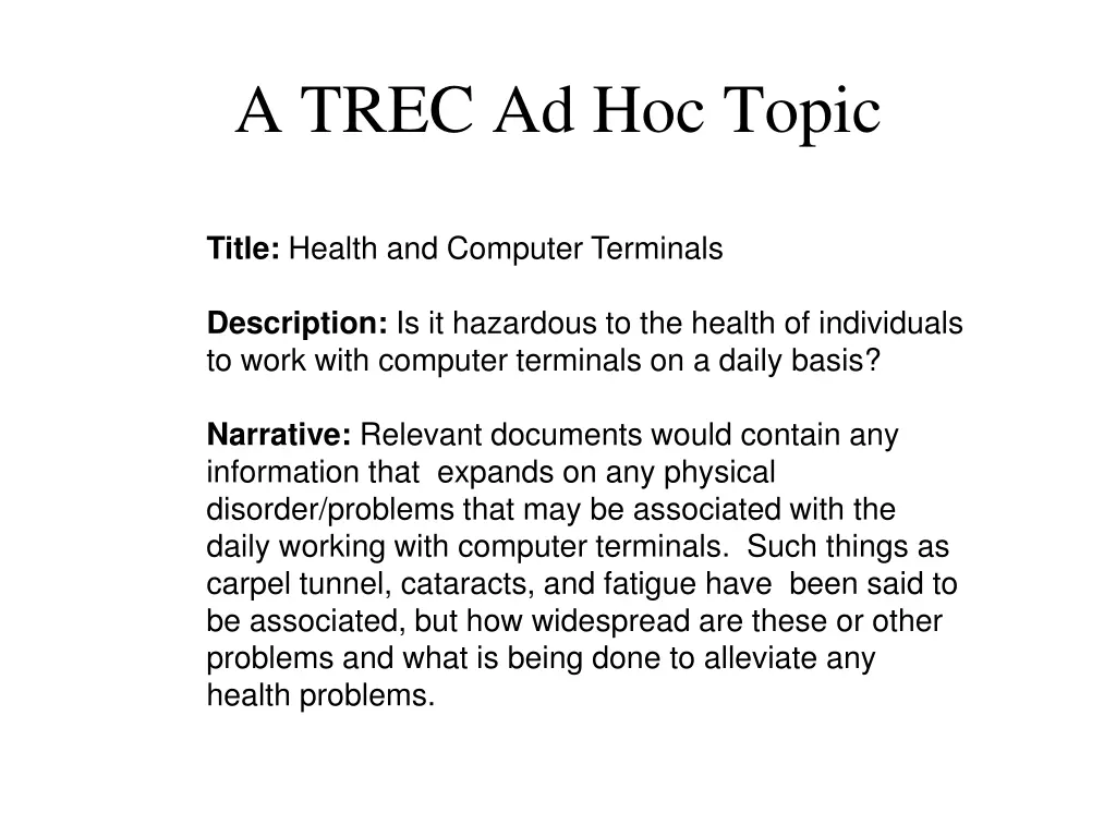 a trec ad hoc topic