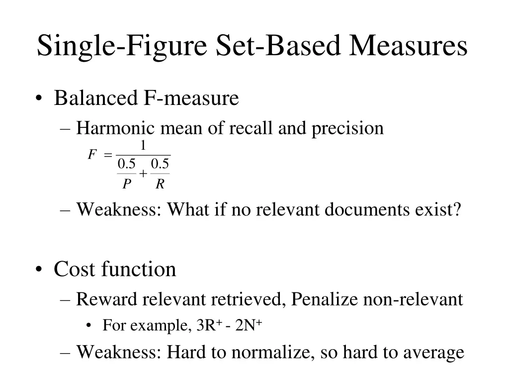 single figure set based measures