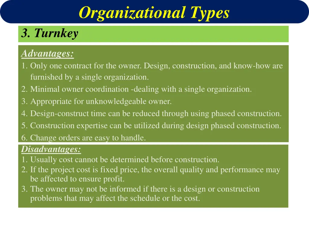 organizational types 3 turnkey