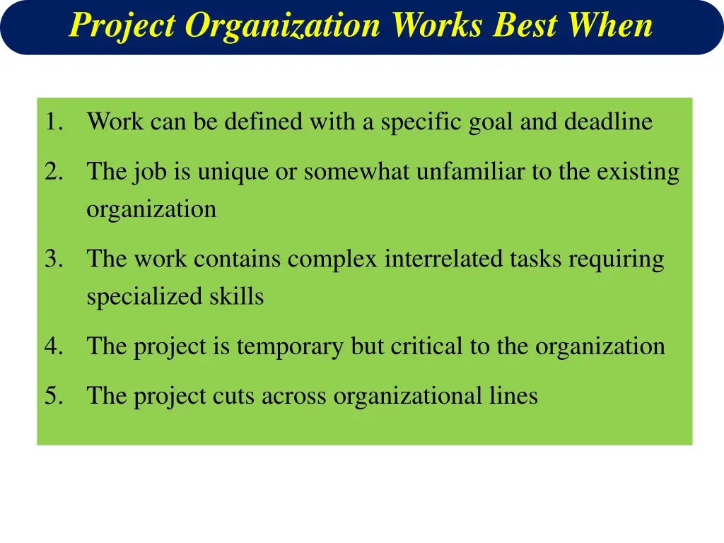 project organization works best when