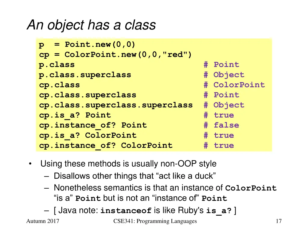 an object has a class