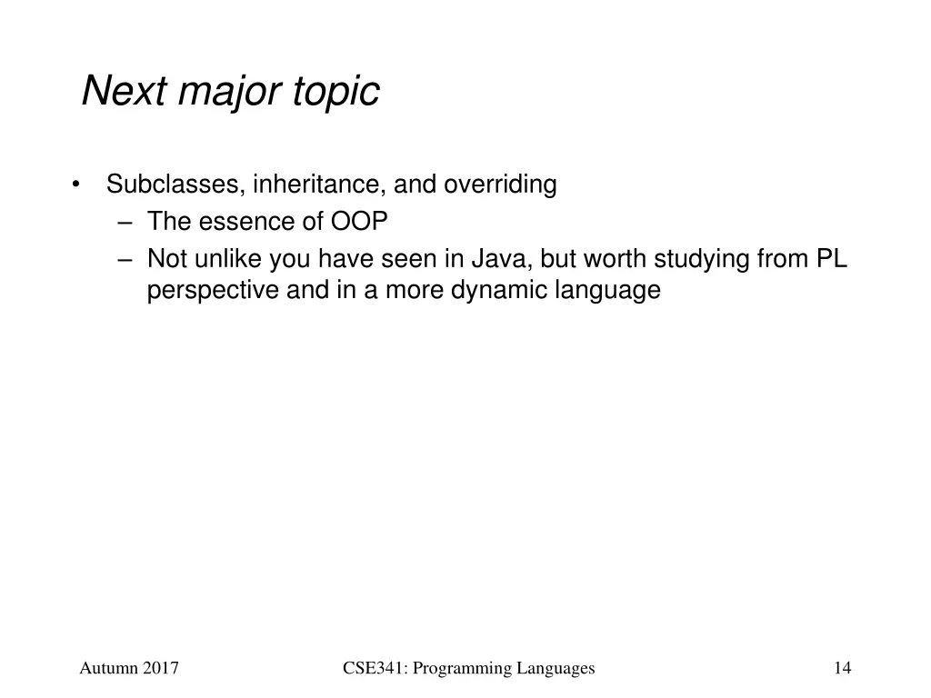 next major topic