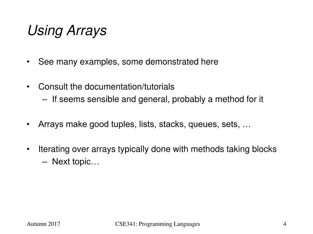 using arrays