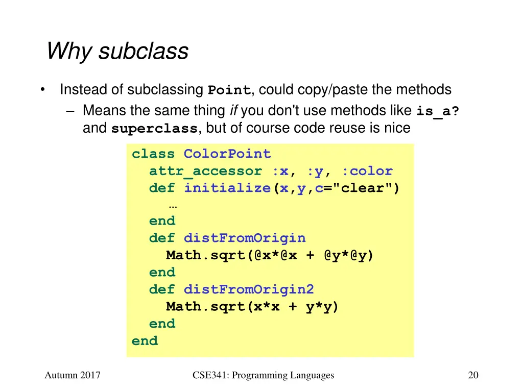 why subclass 1