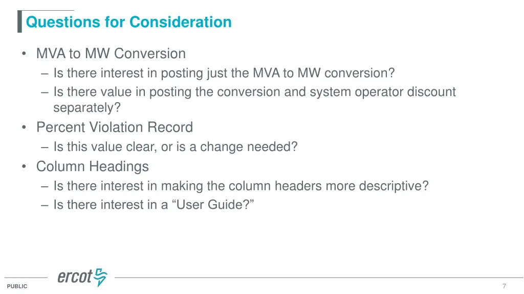questions for consideration