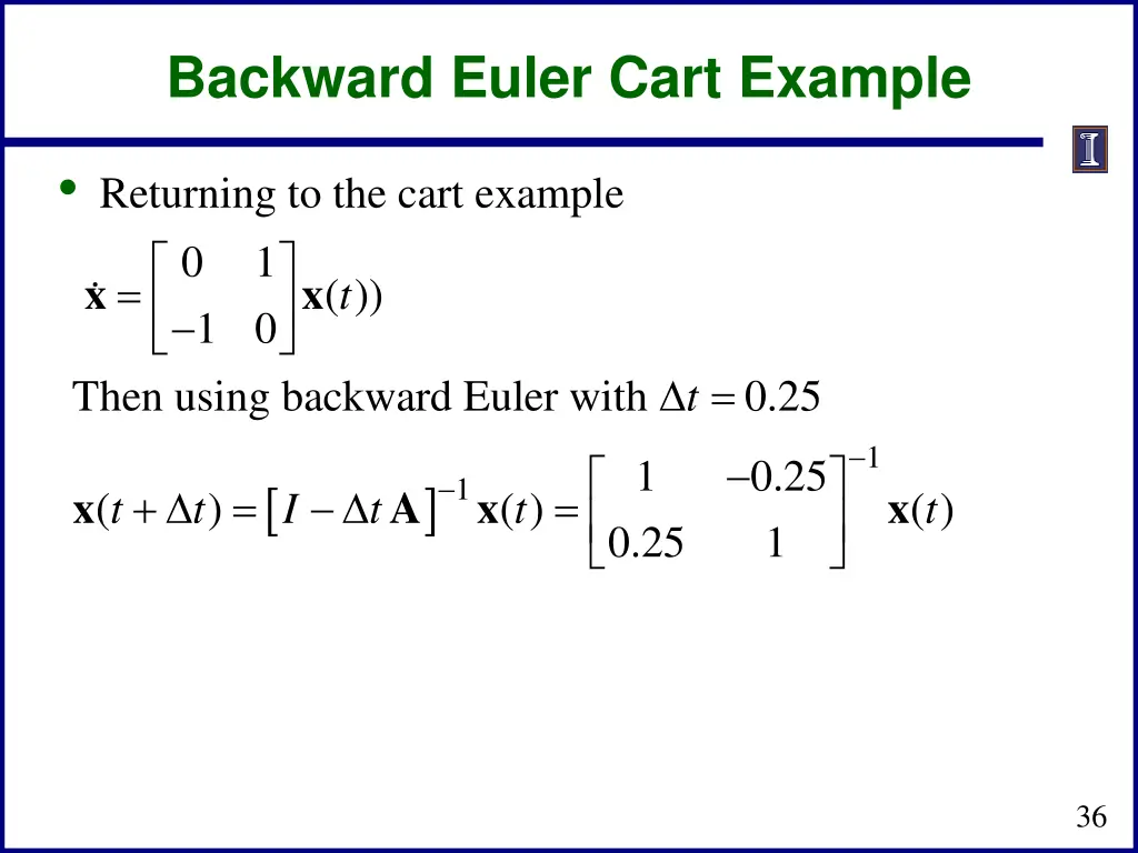 backward euler cart example