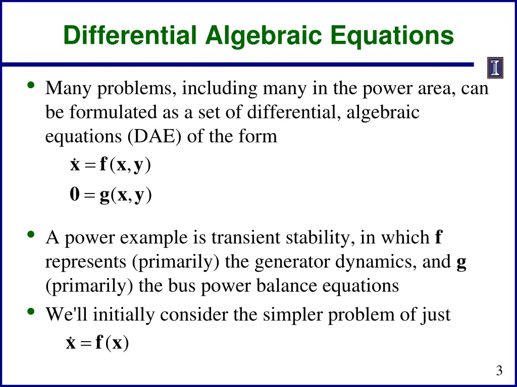 differential algebraic equations