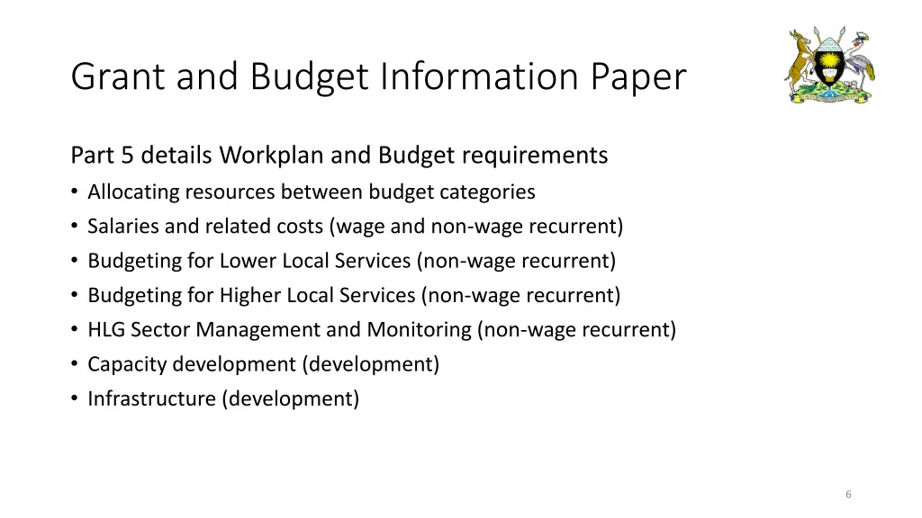grant and budget information paper