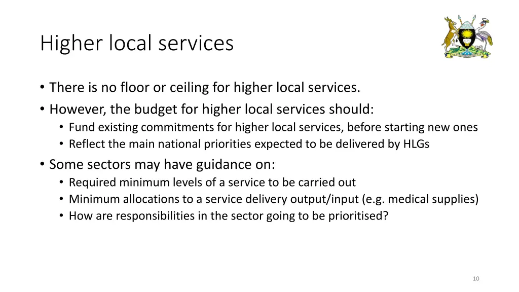 higher local services
