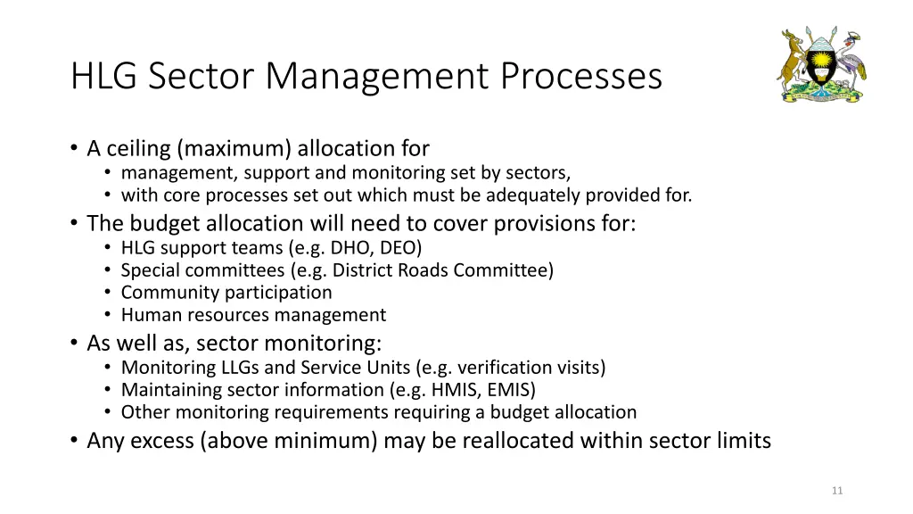hlg sector management processes