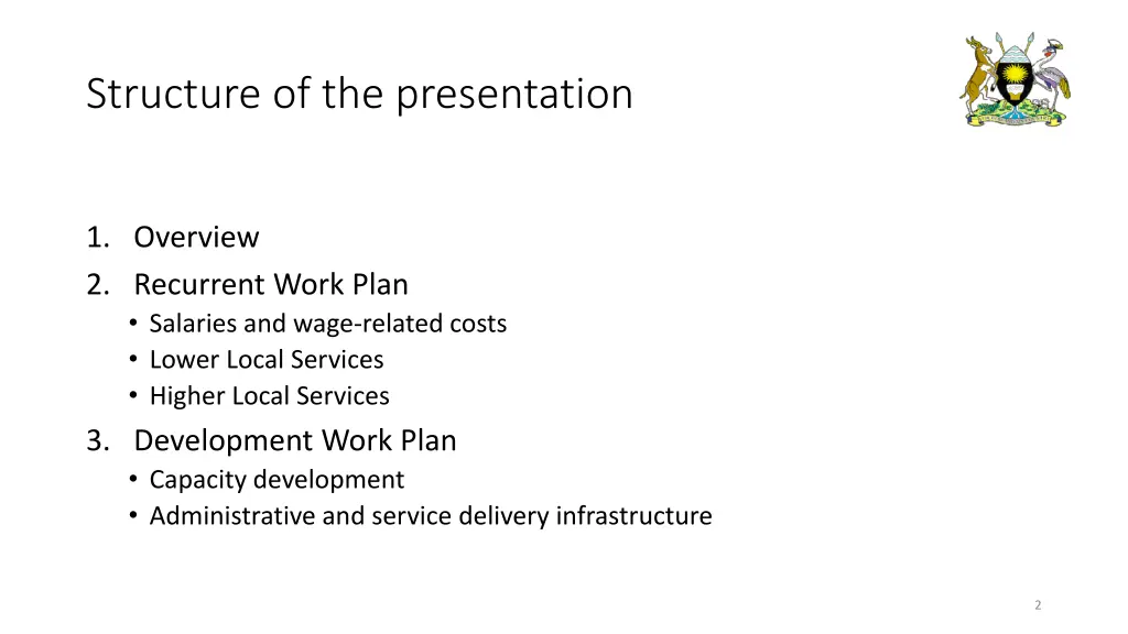 structure of the presentation
