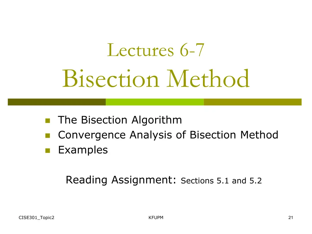 lectures 6 7 bisection method