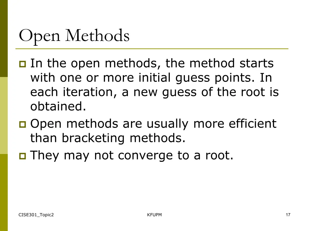 open methods