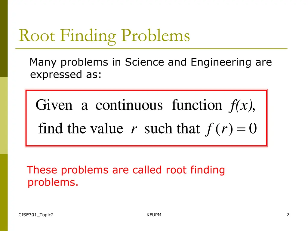 root finding problems