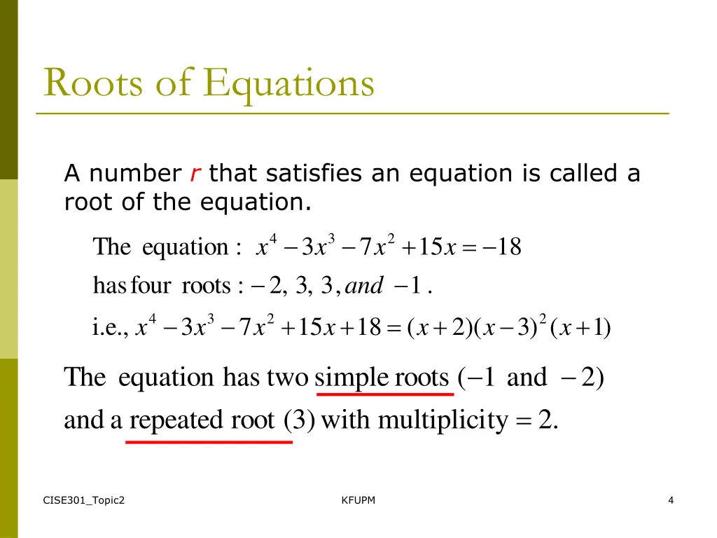 roots of equations