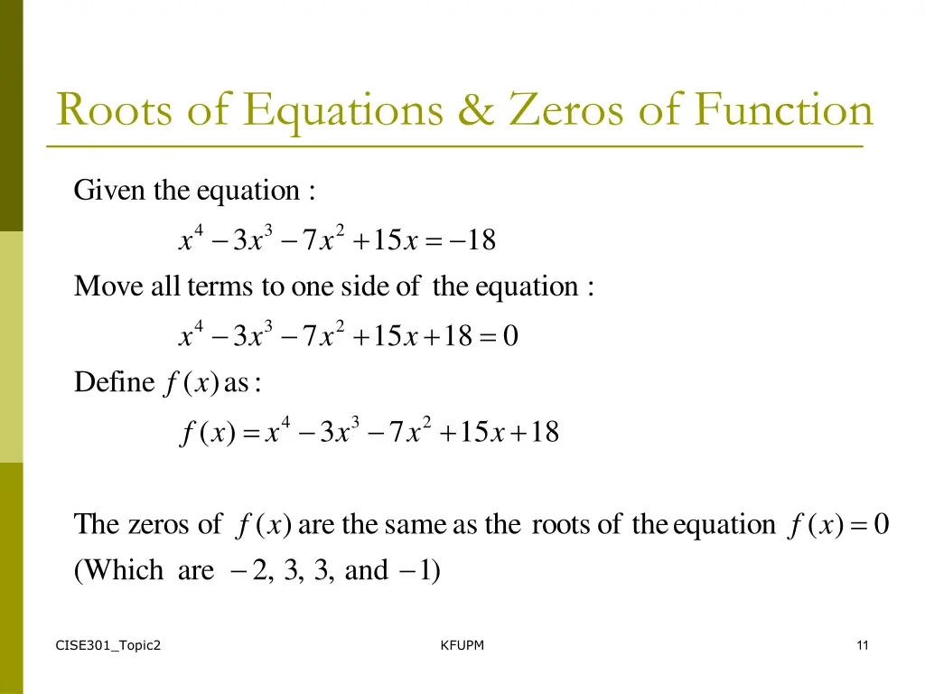 roots of equations zeros of function