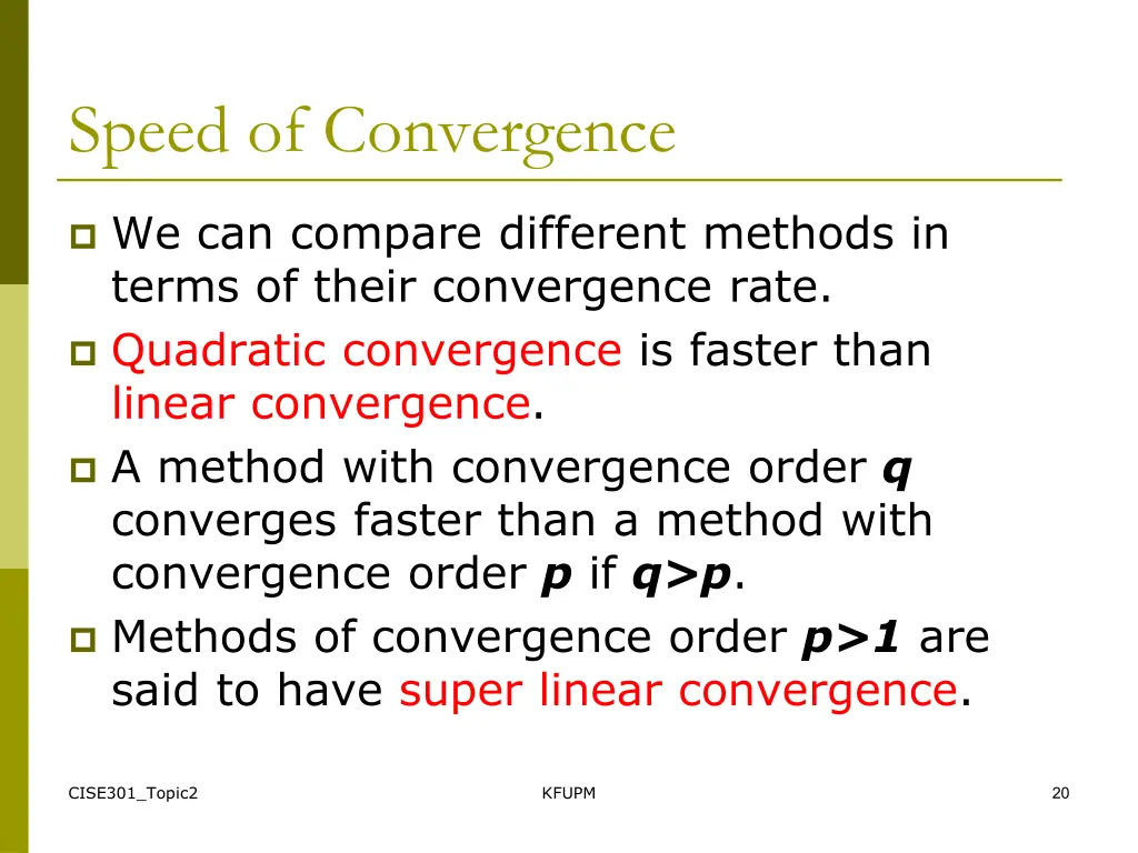 speed of convergence