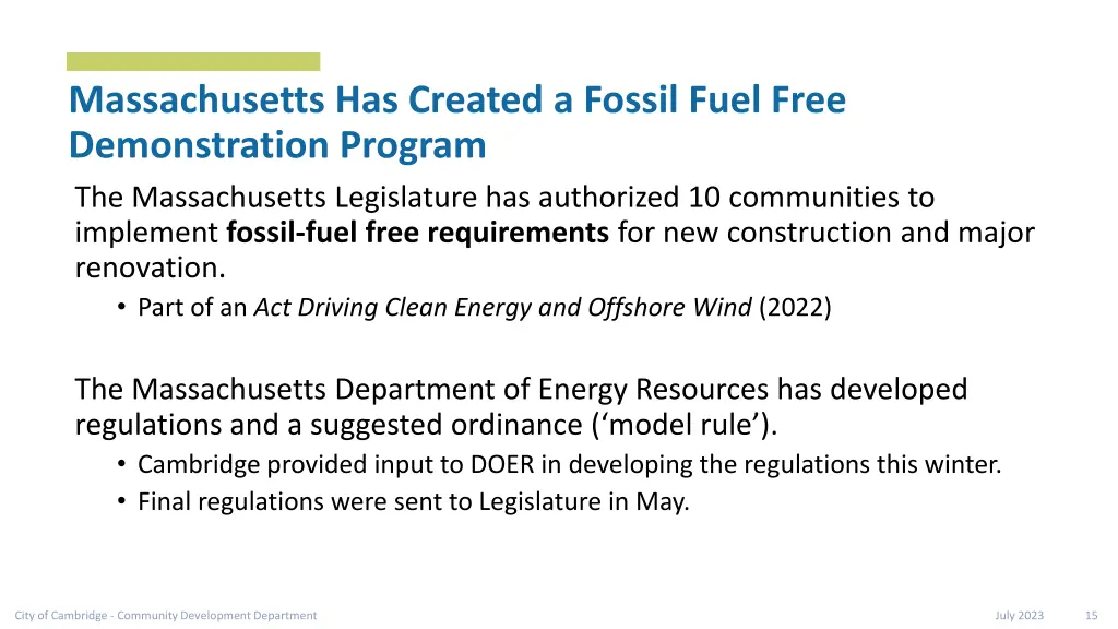 massachusetts has created a fossil fuel free
