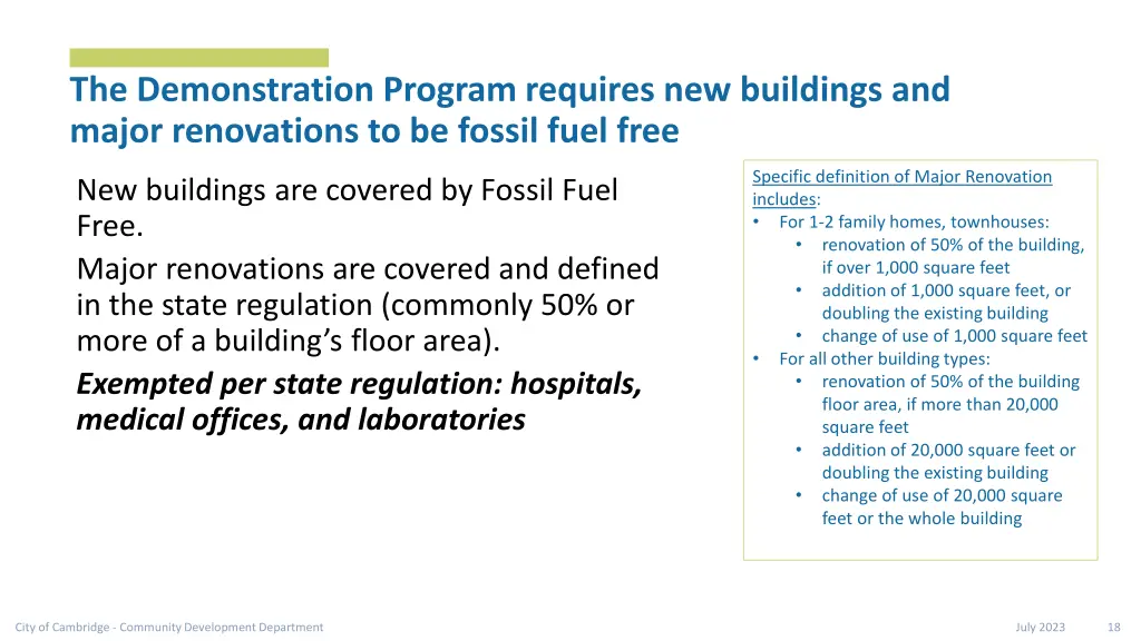 the demonstration program requires new buildings