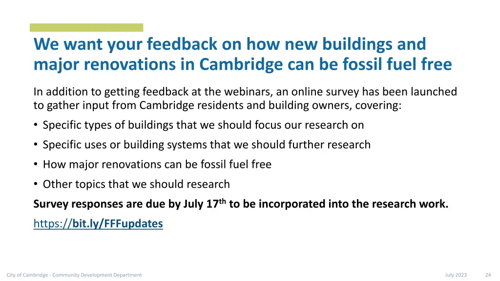 we want your feedback on how new buildings